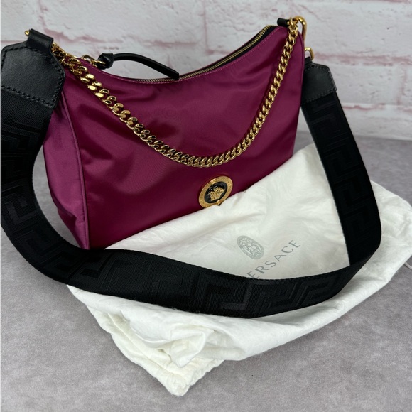 Versace NEW Nylon Palazzo Medusa Shoulder Bag Dahlia - Picture 16 of 16